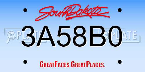 3A58B0 South Dakota License Plate