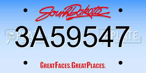 3A59547 South Dakota License Plate