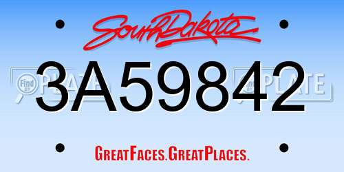 3A59842 South Dakota License Plate