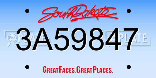 3A59847 South Dakota License Plate