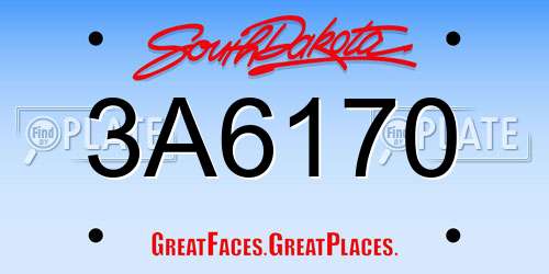 3A6170 South Dakota License Plate