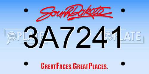 3A7241 South Dakota License Plate