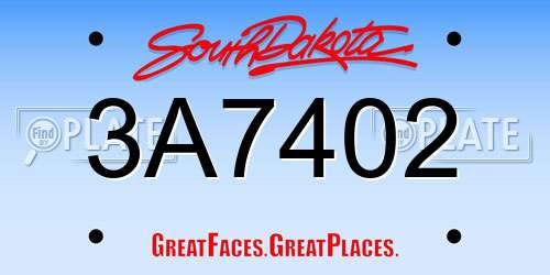 3A7402 South Dakota License Plate