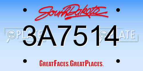 3A7514 South Dakota License Plate