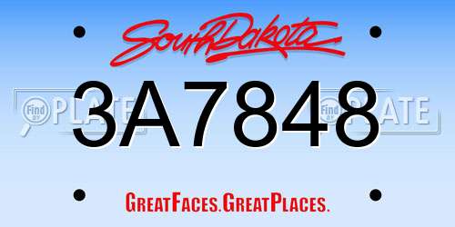 3A7848 South Dakota License Plate