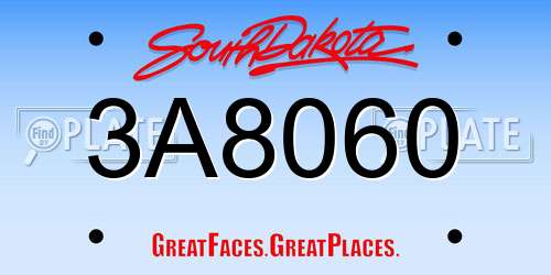 3A8060 South Dakota License Plate