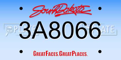 3A8066 South Dakota License Plate