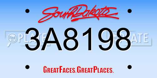 3A8198 South Dakota License Plate