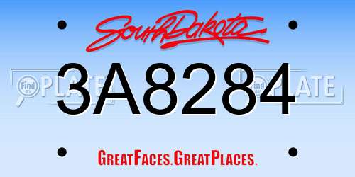 3A8284 South Dakota License Plate
