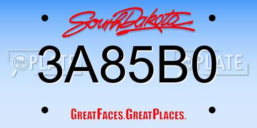 3A85B0 South Dakota License Plate