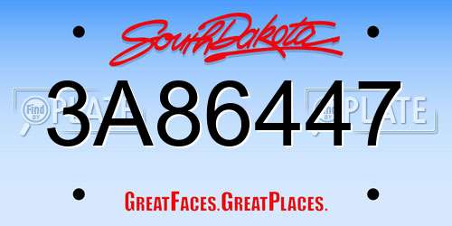 3A86447 South Dakota License Plate