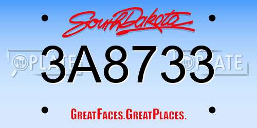 3A8733 South Dakota License Plate