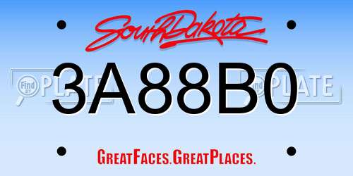 3A88B0 South Dakota License Plate