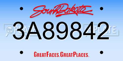 3A89842 South Dakota License Plate