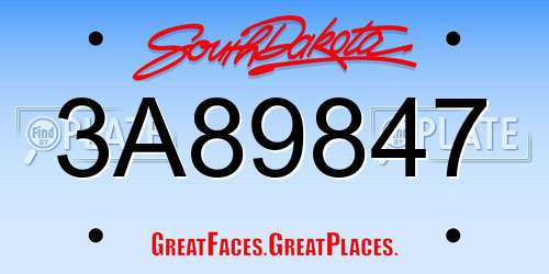 3A89847 South Dakota License Plate