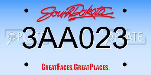 3AA023 South Dakota License Plate
