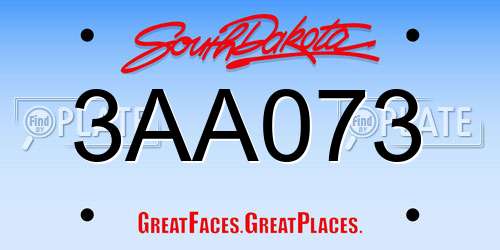 3AA073 South Dakota License Plate