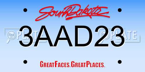 3AAD23 South Dakota License Plate