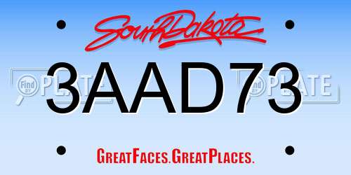 3AAD73 South Dakota License Plate