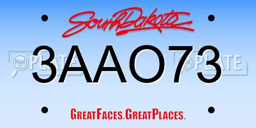 3AAO73 South Dakota License Plate