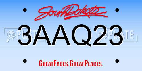 3AAQ23 South Dakota License Plate
