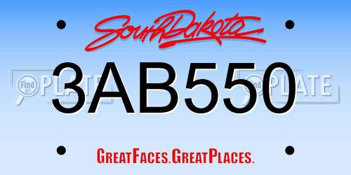 3AB550 South Dakota License Plate