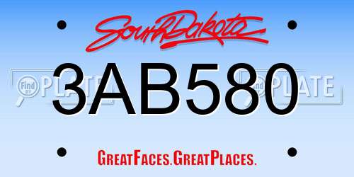 3AB580 South Dakota License Plate