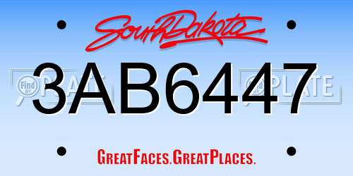 3AB6447 South Dakota License Plate