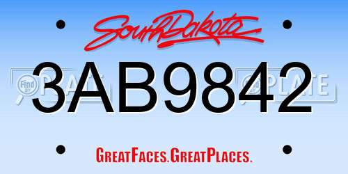 3AB9842 South Dakota License Plate