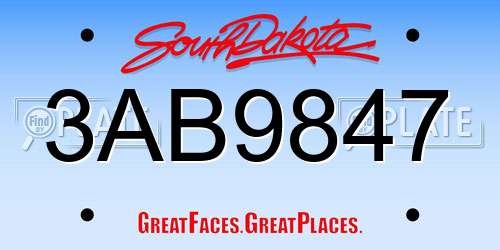 3AB9847 South Dakota License Plate