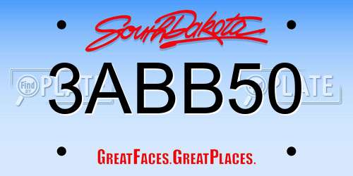 3ABB50 South Dakota License Plate