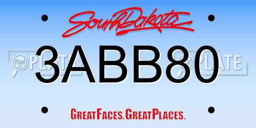 3ABB80 South Dakota License Plate
