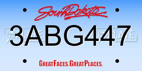 3ABG447 South Dakota License Plate
