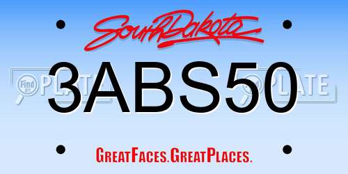 3ABS50 South Dakota License Plate