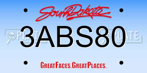 3ABS80 South Dakota License Plate
