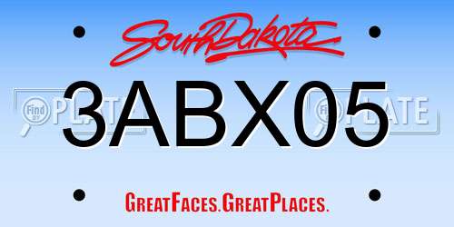 3ABX05 South Dakota License Plate