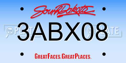 3ABX08 South Dakota License Plate