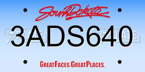 3ADS640 South Dakota License Plate