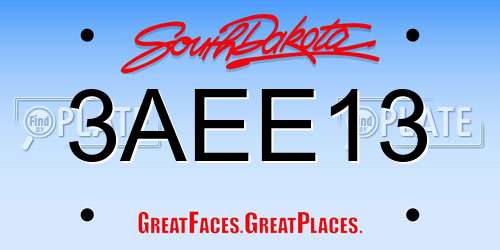 3AEE13 South Dakota License Plate