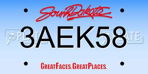 3AEK58 South Dakota License Plate