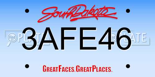 3AFE46 South Dakota License Plate