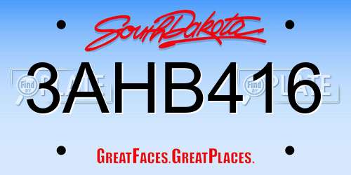 3AHB416 South Dakota License Plate