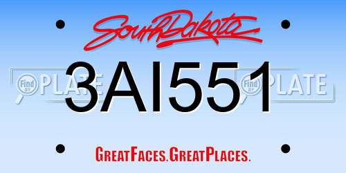 3AI551 South Dakota License Plate