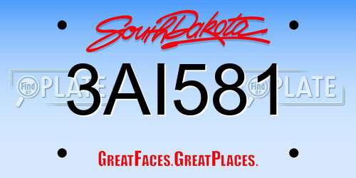 3AI581 South Dakota License Plate