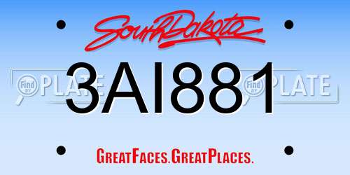 3AI881 South Dakota License Plate