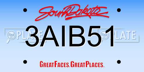 3AIB51 South Dakota License Plate