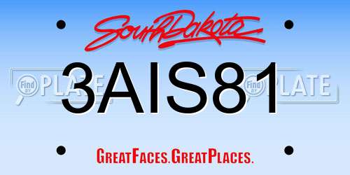 3AIS81 South Dakota License Plate