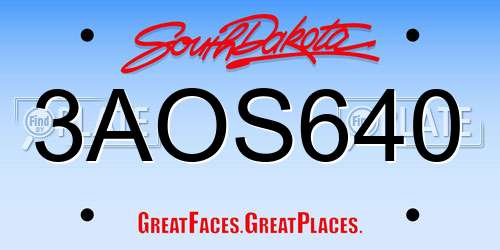 3AOS640 South Dakota License Plate