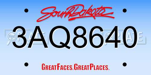 3AQ8640 South Dakota License Plate