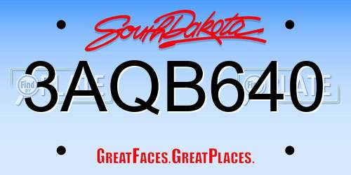 3AQB640 South Dakota License Plate